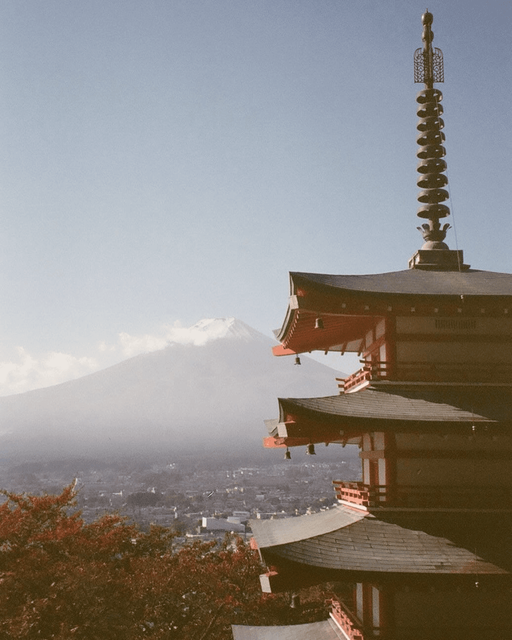 Temple japonais et Mont Fuji